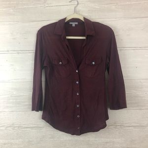 James Perse Los Angeles Casual Purple Button Down